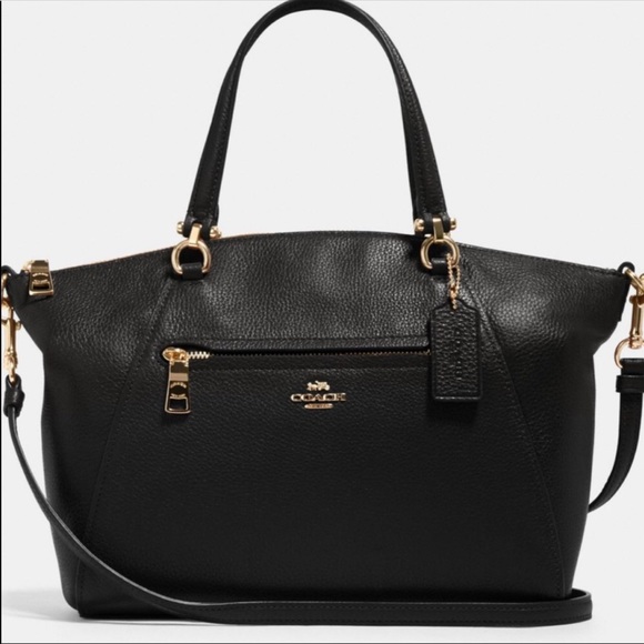 Coach Black Leather Satchel Crossbody Bag with Gold - Picture 1 of 3